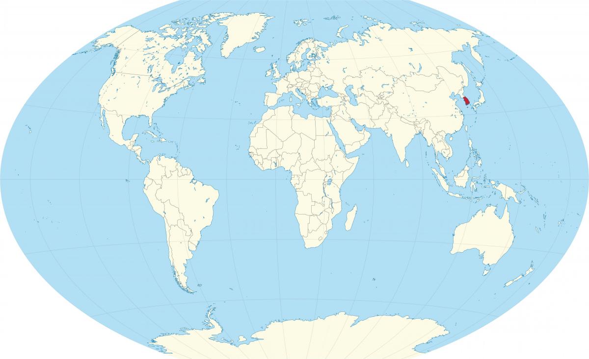 Localização da Coreia do Sul (ROK) no mapa do mundo