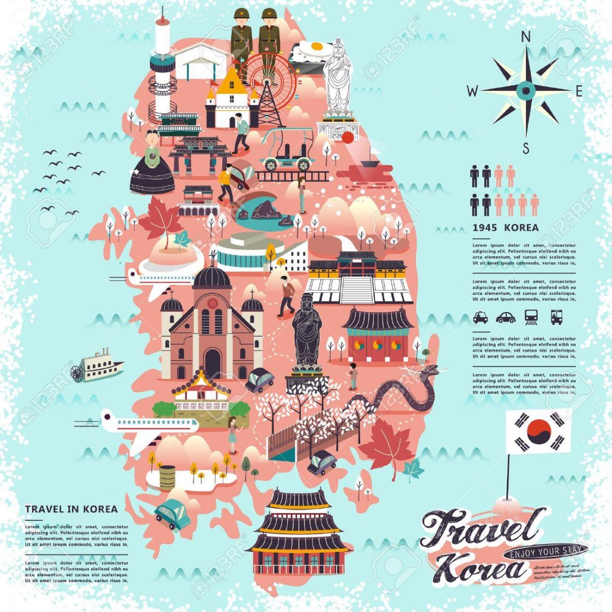 Mapa de viagem da Coreia do Sul (ROK)