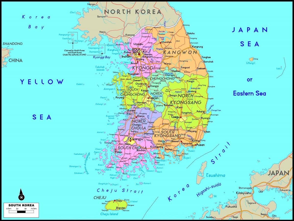 Coréia do Sul (ROK) em um mapa