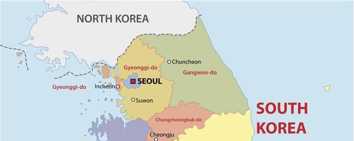 Mapa do Norte da Coreia do Sul (ROK)